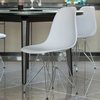 Fabulaxe Mid-Century Modern Style Plastic DSW Shell Dining Chair with Metal Legs, White QI003947.WT